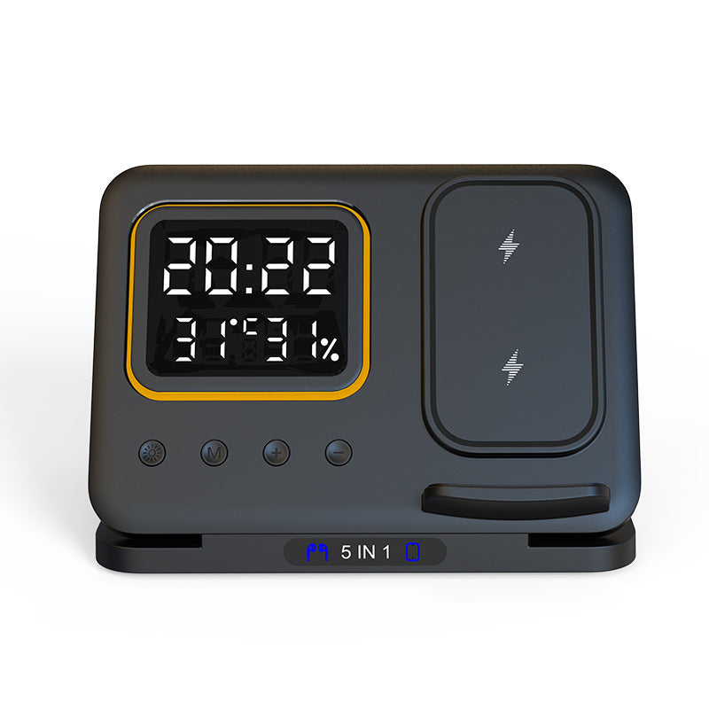 Wireless Charging Stand 5 In1 LED Digital Alarm Clock Fast Charging Dock Station